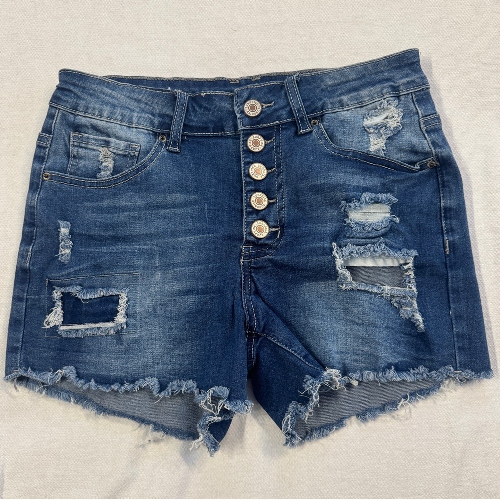 Denim‎ distressed Button fly Jean shorts Small NWOT